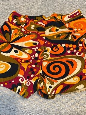 Zara Retro Swirl Bike Shorts - Orange, Pink, Black & Cream
